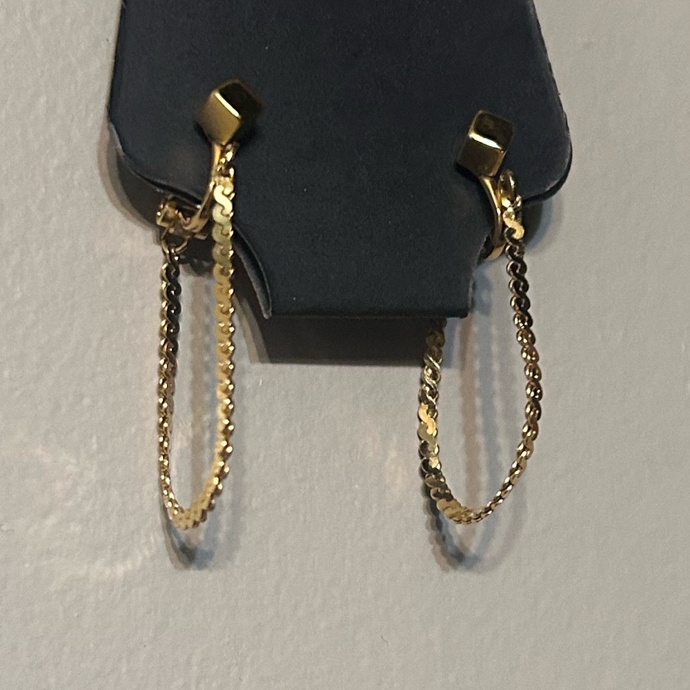Napier Clip On Gold-Tone Chain Earrings